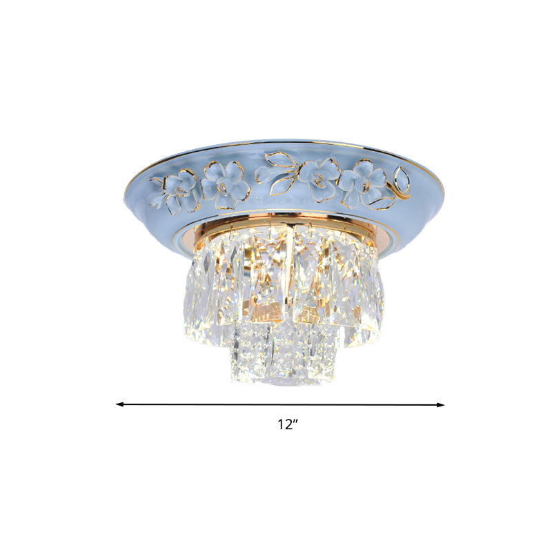 Minimalist Crystal Block Led Ceiling Fixture - Beige/Blue 12’/14’/18’ Wide