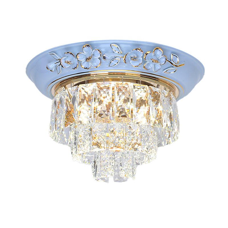 Minimalist Crystal Block Led Ceiling Fixture - Beige/Blue 12/14/18 Wide