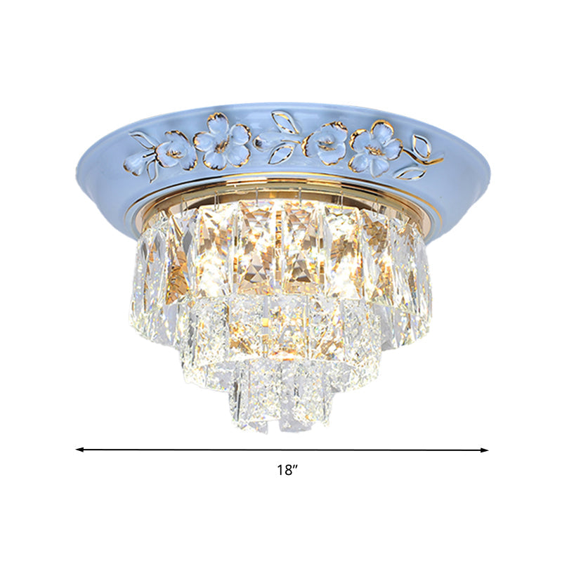 Minimalist Crystal Block Led Ceiling Fixture - Beige/Blue 12/14/18 Wide