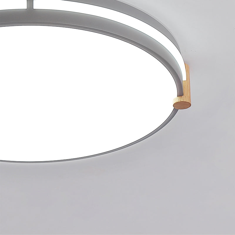 Simple Style Gray Macaron Drum Ceiling Lamp - Led Flush Mount Lighting In 12/16/19.5 Widths Perfect