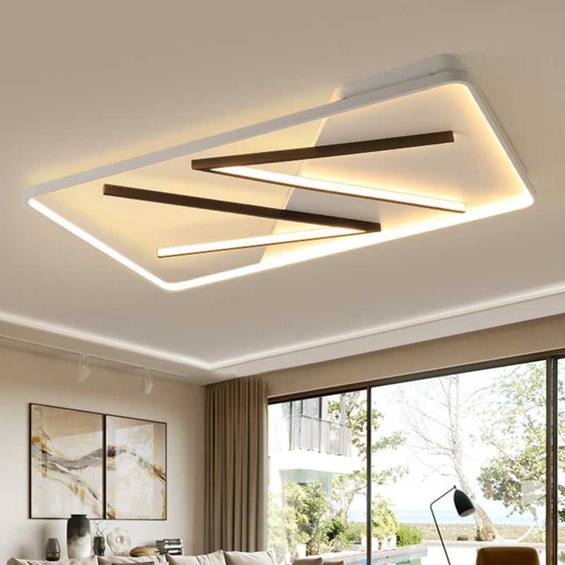 Modern Acrylic Double V - Shape Ceiling Lamp Black And White Led Flush Mount Light With Stepless