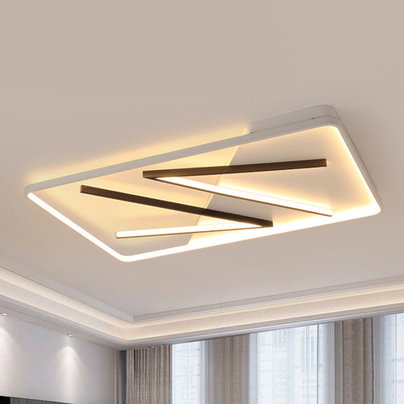 Modern Acrylic Double V-Shape Ceiling Lamp Black And White Led Flush Mount Light With Stepless
