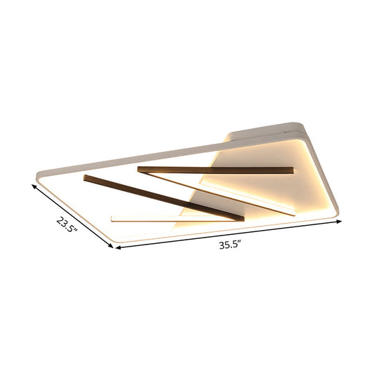 Modern Acrylic Double V-Shape Ceiling Lamp Black And White Led Flush Mount Light With Stepless