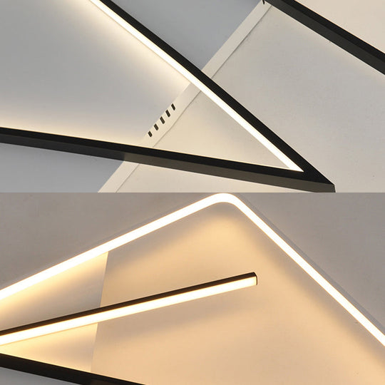 Modern Acrylic Double V-Shape Ceiling Lamp Black And White Led Flush Mount Light With Stepless