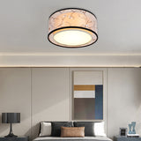 White 16’/19.5’/23.5’ Wide 4 - Light Flush Mount Lamp - Traditional Fabric Drum Shade Ceiling