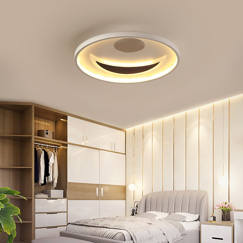 Minimalistic Geometric Acrylic Ceiling Mount Led Flush Light - Black & White-16.5/20.5 Wide Remote