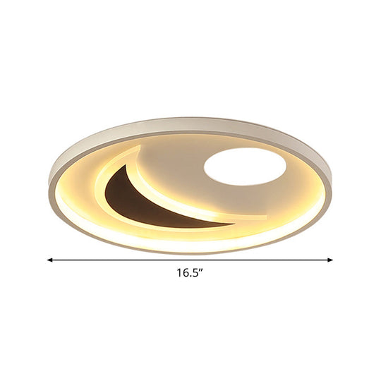 Minimalistic Geometric Acrylic Ceiling Mount Led Flush Light - Black & White-16.5’/20.5’ Wide