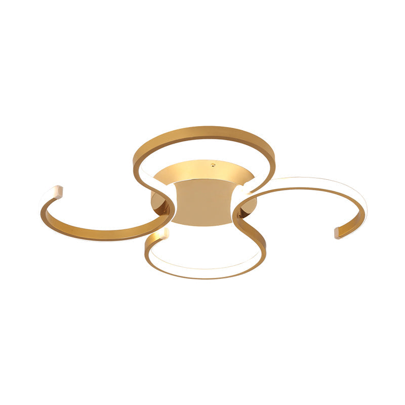 Modern Acrylic Gold Led Ceiling Light With Double S-Shape Flush Mount - Warm/White