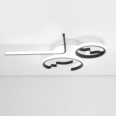 Contemporary Geometric Flush Mount Lighting - Acrylic 3/4 Lights Black/White Warm/White Light 3 /