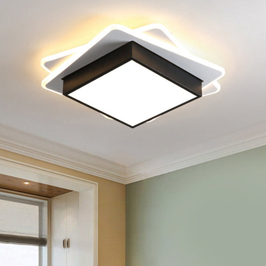 Contemporary Black Led Flush Mount Ceiling Light With Warm/White Lighting / White