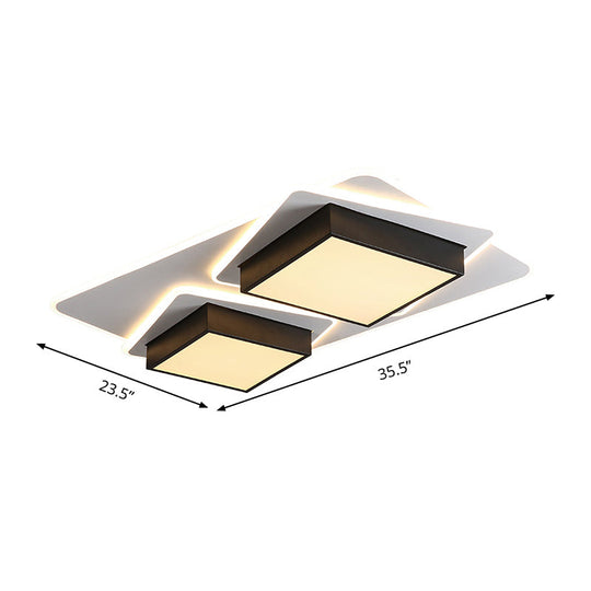 Modern Black Led Square Acrylic Flush Mount Ceiling Lighting Warm/White Light