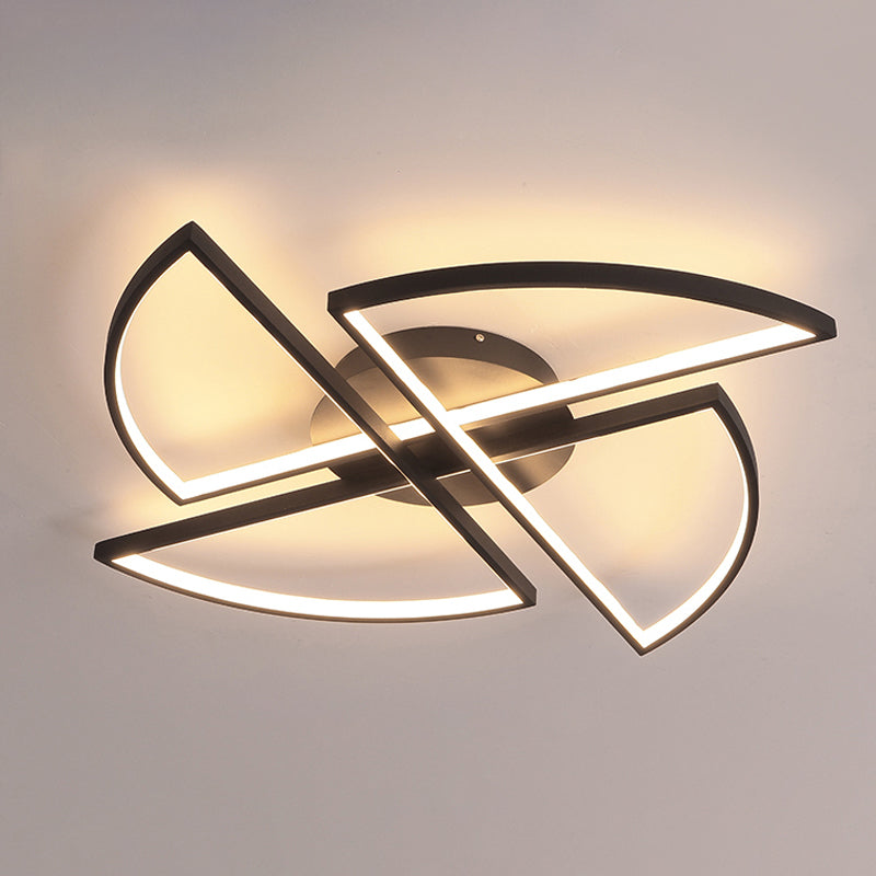 Modern Geometric Acrylic Led Flush Mount Ceiling Light In Black - Warm/White Wide Sizes / 18 Warm