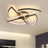Modern Geometric Acrylic Led Flush Mount Ceiling Light In Black - Warm/White Wide Sizes