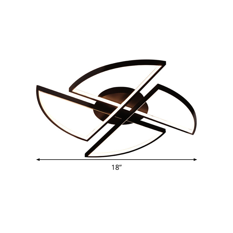 Modern Geometric Acrylic Led Flush Mount Ceiling Light In Black - Warm/White Wide Sizes