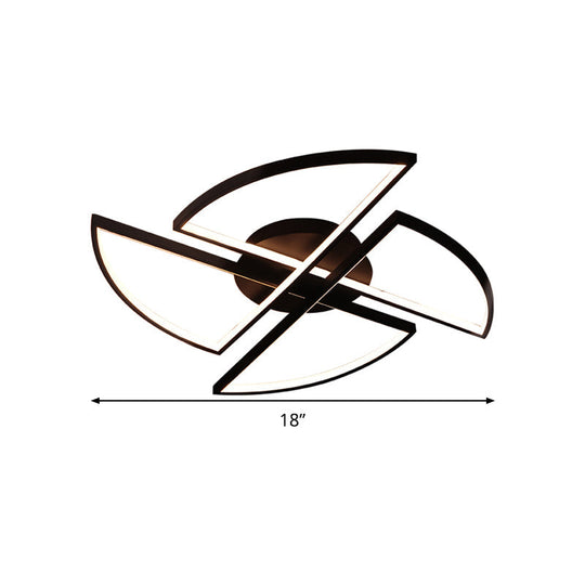 Modern Geometric Acrylic Led Flush Mount Ceiling Light In Black - Warm/White Wide Sizes