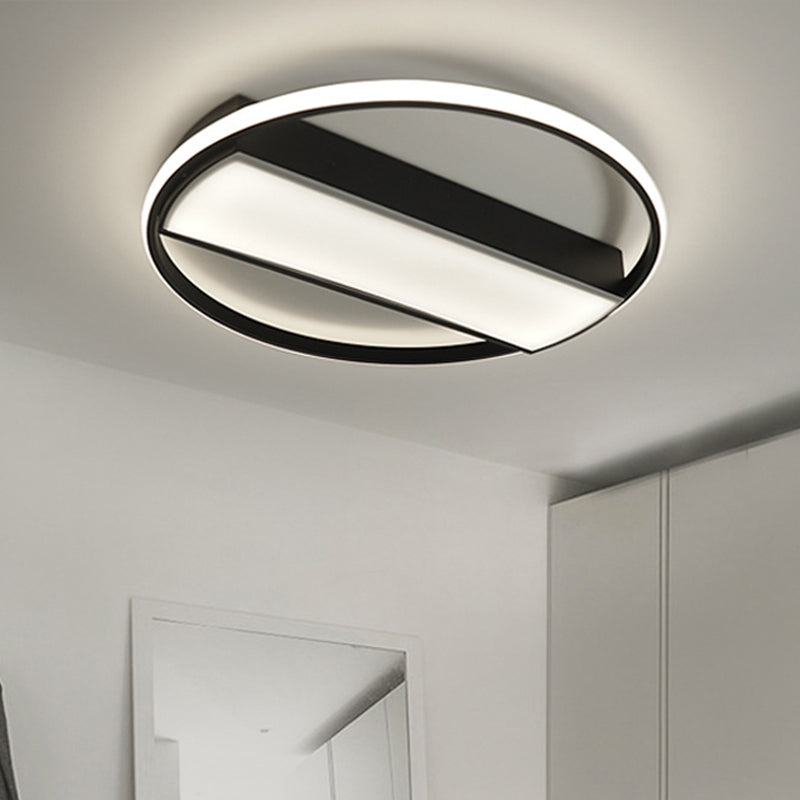 Modern Acrylic Led Ceiling Light For Stairway - Rectangle Flush Mount In Black Or White 16-24’ Wide
