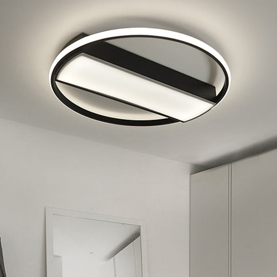 Modern Acrylic Led Ceiling Light For Stairway - Rectangle Flush Mount In Black Or White 16-24 Wide