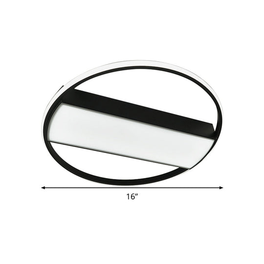 Modern Acrylic Led Ceiling Light For Stairway - Rectangle Flush Mount In Black Or White 16-24’ Wide