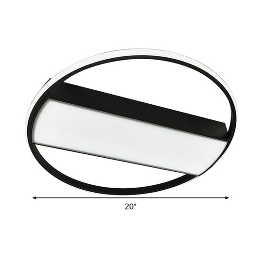 Modern Acrylic Led Ceiling Light For Stairway - Rectangle Flush Mount In Black Or White 16-24’ Wide
