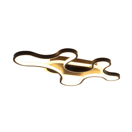 Black Curved Flush Mount Led Ceiling Lamp With Minimalist Acrylic Design - Warm/White Light