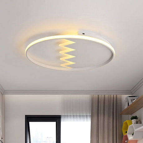 Contemporary Acrylic Round Ceiling Light 22/26 Wide Black/White Led Flush Mount Fixture With Remote
