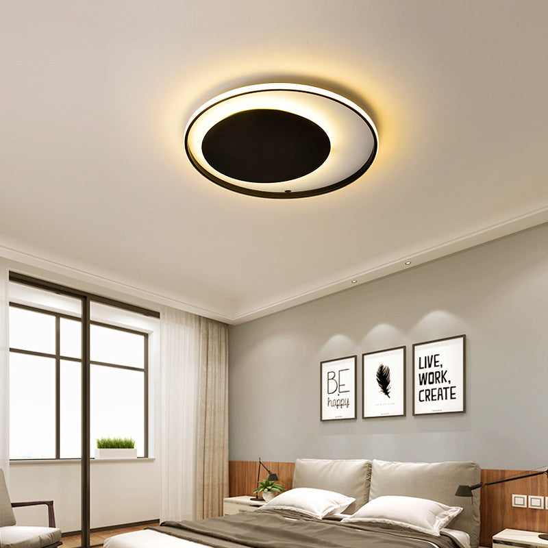 Black Circle Ceiling Lamp - Simple Style Acrylic 18’/23.5’ Wide Led Flush Mount Lighting