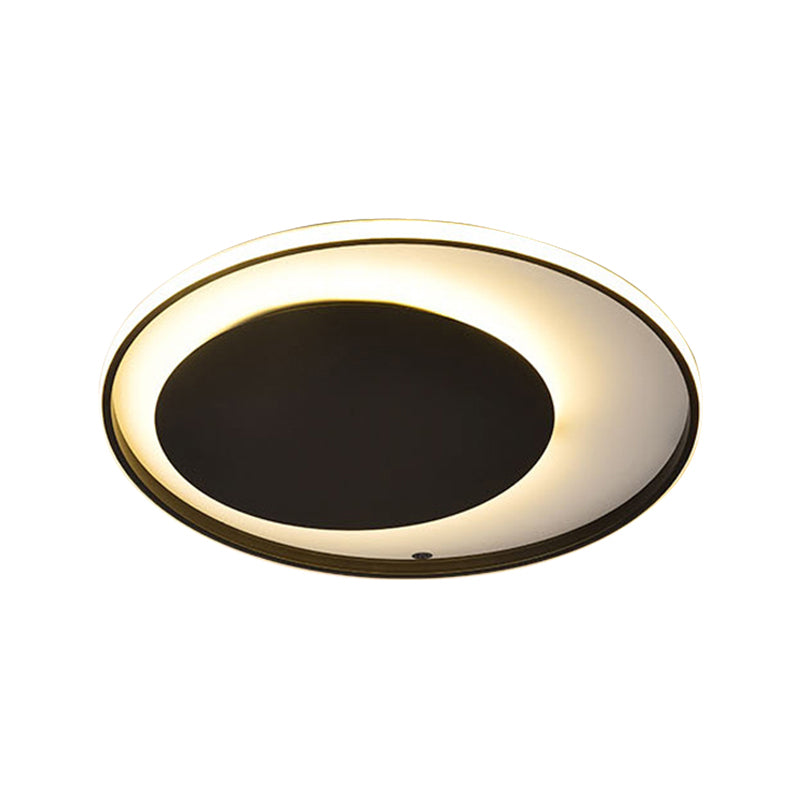 Black Circle Ceiling Lamp - Simple Style Acrylic 18/23.5 Wide Led Flush Mount Lighting Warm/White