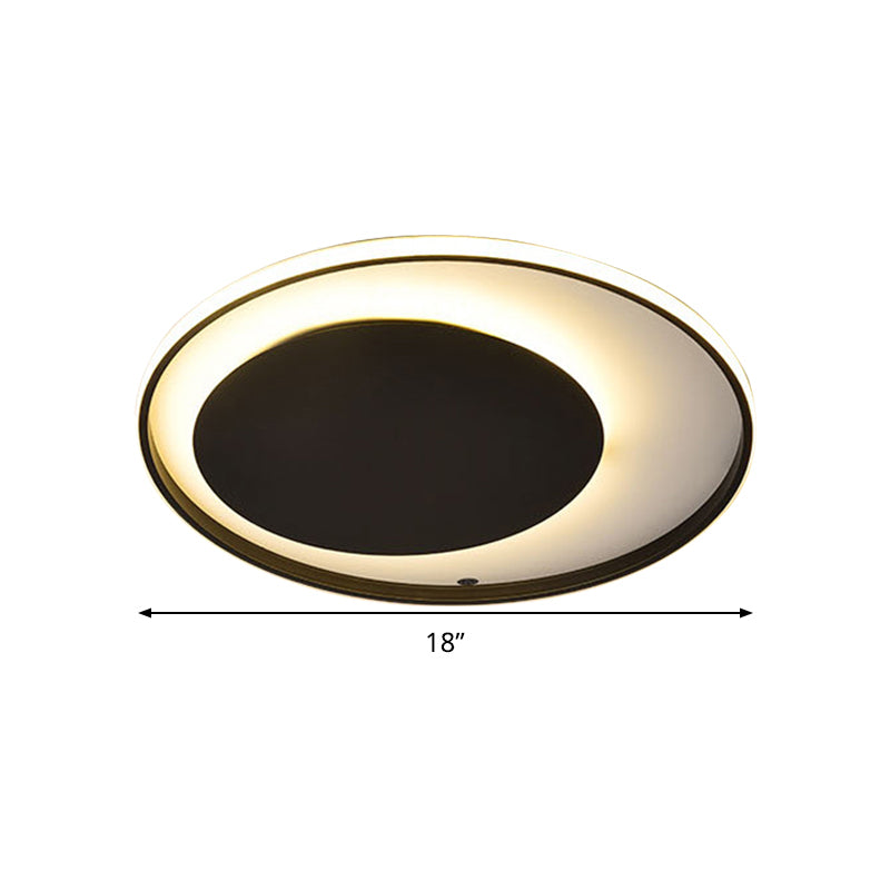 Black Circle Ceiling Lamp - Simple Style Acrylic 18/23.5 Wide Led Flush Mount Lighting Warm/White