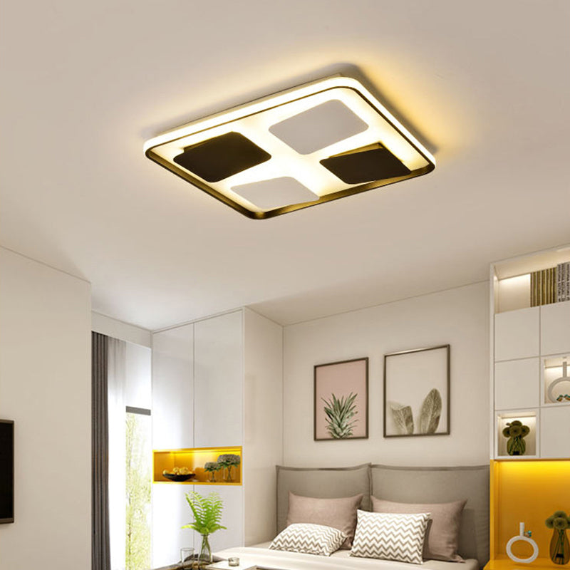 Modern Led Ceiling Light With Black & White Acrylic Shade - Warm/White