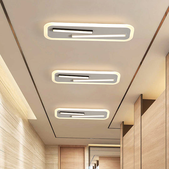 19.5’/23.5’ Wide Rectangle Ceiling Light Fixture: Acrylic Simple Style Black/White Led Flush