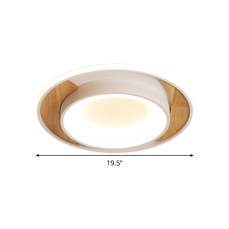 Modern White Acrylic Led Ceiling Light For Bedroom - 16/19.5 Wide Round Flush Mount
