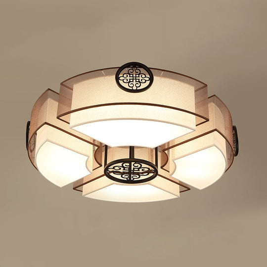 Classic Brass/Black Fabric Drum Flushmount Light - Perfect For Living Room Décor 8 Lights