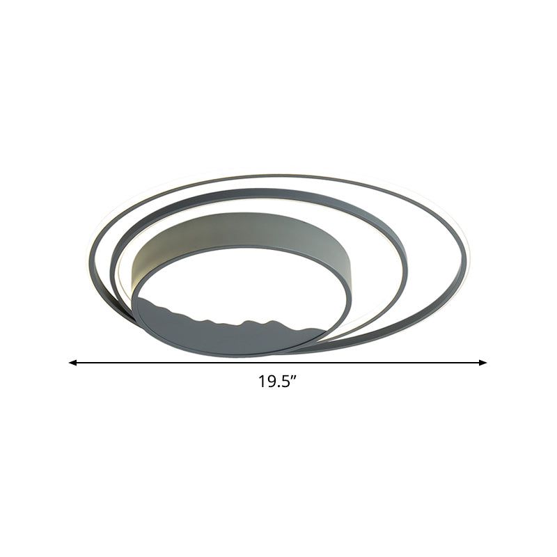 Macaron Grey/White Drum Acrylic Flush Mount Led Ceiling Light - 19.5’/23.5’ Wide Perfect For