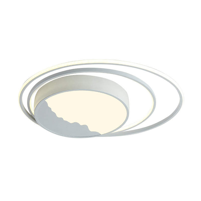 Macaron Grey/White Drum Acrylic Flush Mount Led Ceiling Light - 19.5’/23.5’ Wide Perfect For