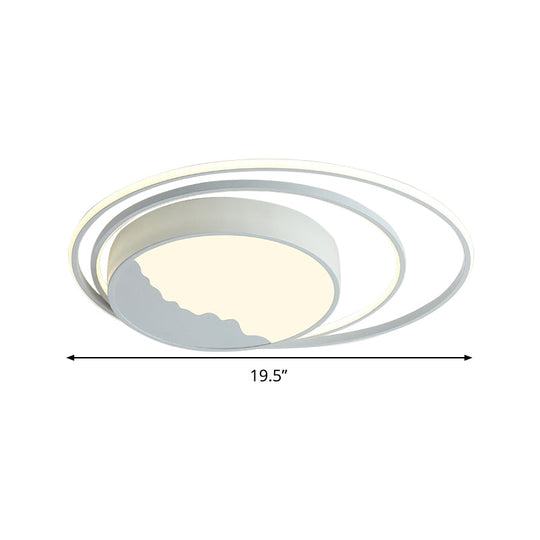 Macaron Grey/White Drum Acrylic Flush Mount Led Ceiling Light - 19.5’/23.5’ Wide Perfect For