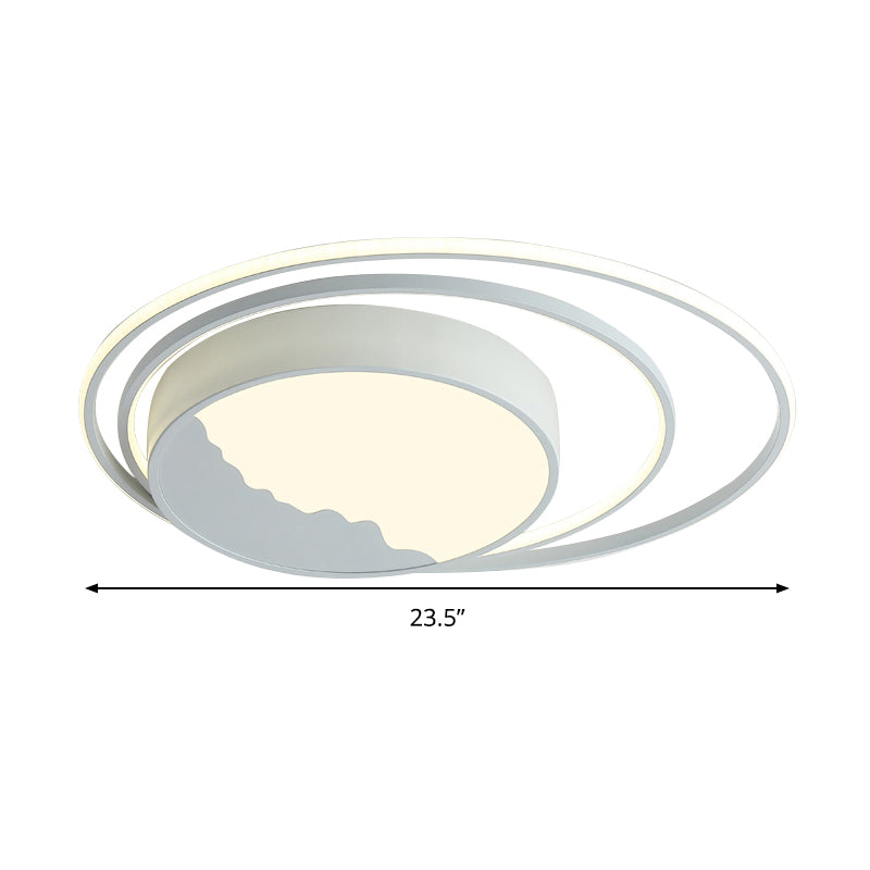 Macaron Grey/White Drum Acrylic Flush Mount Led Ceiling Light - 19.5’/23.5’ Wide Perfect For