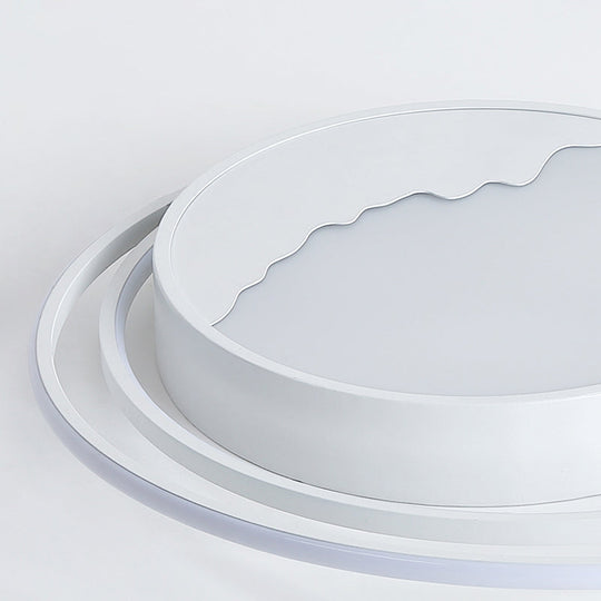 Macaron Grey/White Drum Acrylic Flush Mount Led Ceiling Light - 19.5’/23.5’ Wide Perfect For