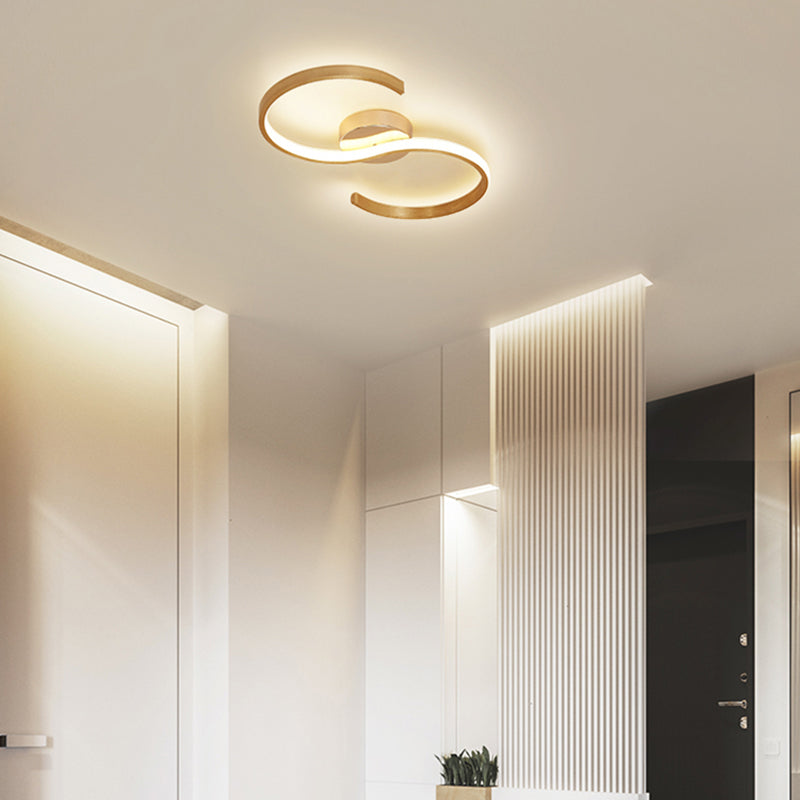 Modern Gold Acrylic Led Flush Mount Ceiling Light With Stepless Dimming & Remote Control -