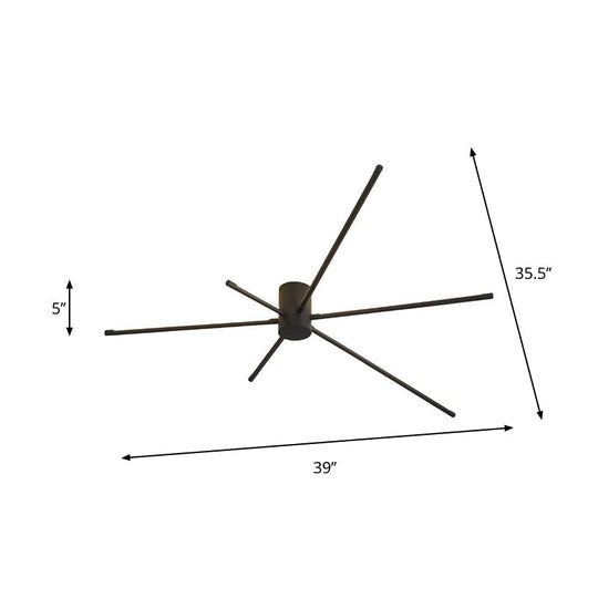 Modern Sputnik Acrylic Semi Mount Led Ceiling Light Fixture - 35.5’/39’ Width Black