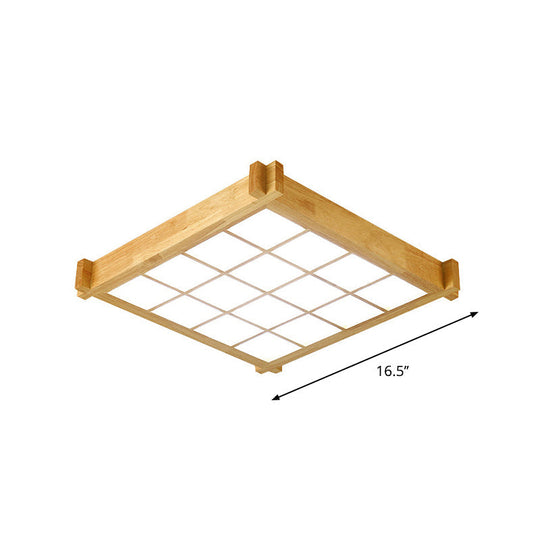 Chessboard Ceiling Flush Mount: Contemporary Natural Wood Led Light (16.5’/20.5’)