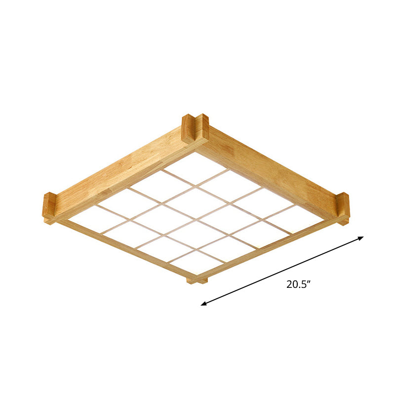 Chessboard Ceiling Flush Mount: Contemporary Natural Wood Led Light (16.5/20.5)