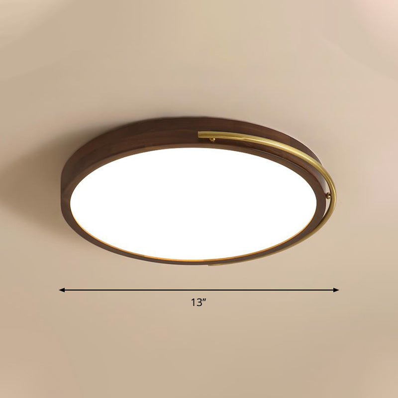 Brown Round Wooden Led Ceiling Light Fixture - 13’/17’ Diameter Flush Mount Lamp Kit