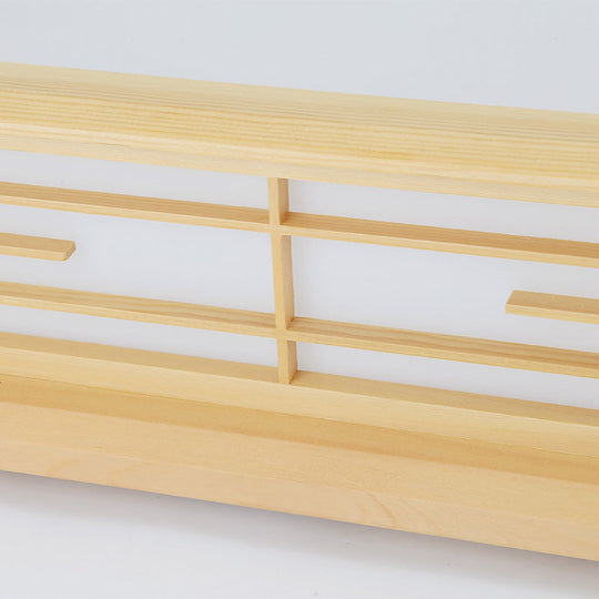 Natural Wood Led Ceiling Light Fixture - Simple Box Flush Lighting For Bedroom (14’/18’/21.5’