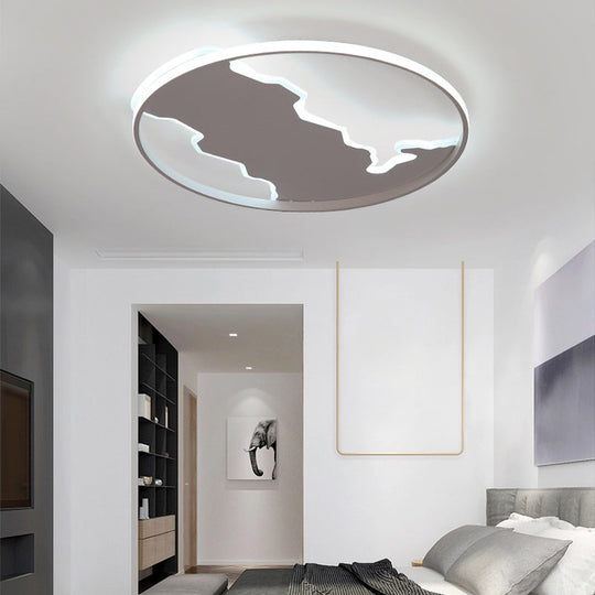 Minimalist Circle Flush Acrylic Led Ceiling Light In White 16.5/20.5 Wide - Bedroom Fixture