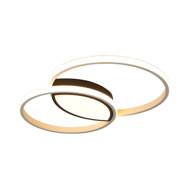 Modern Black And White Metal Ceiling Light With Led Flush Remote Dimming Control - 16/19.5 Wide