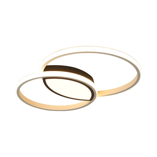 Modern Black And White Metal Ceiling Light With Led Flush Remote Dimming Control - 16/19.5 Wide