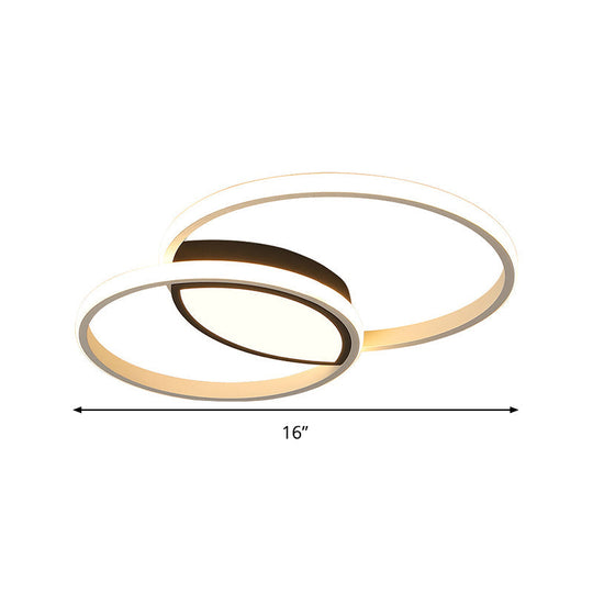 Modern Black And White Metal Ceiling Light With Led Flush Remote Dimming Control - 16’/19.5’ Wide