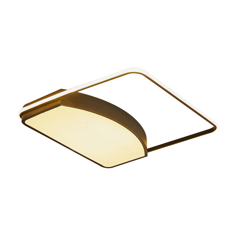 Contemporary Geometric Flush Light Fixture - 21.5/37.5 Wide Acrylic Black Led Ceiling Lamp