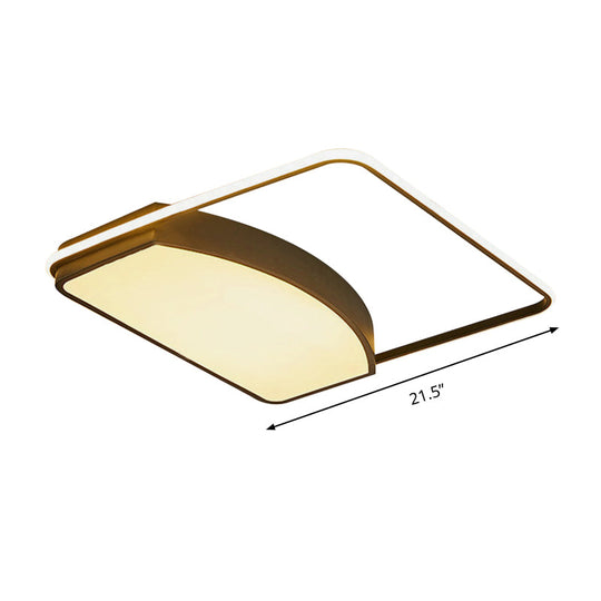 Contemporary Geometric Flush Light Fixture - 21.5/37.5 Wide Acrylic Black Led Ceiling Lamp