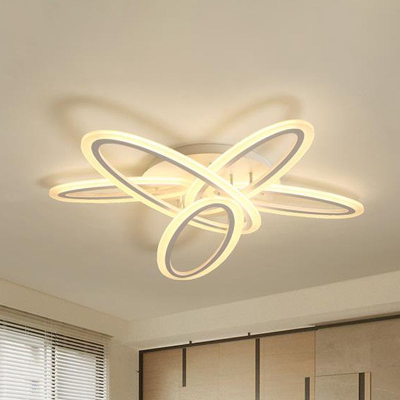 Sleek Acrylic Semi Flush Ceiling Light - Oval Shape 31.5’/47’ Width 3/5 Bulb Options Warm/White